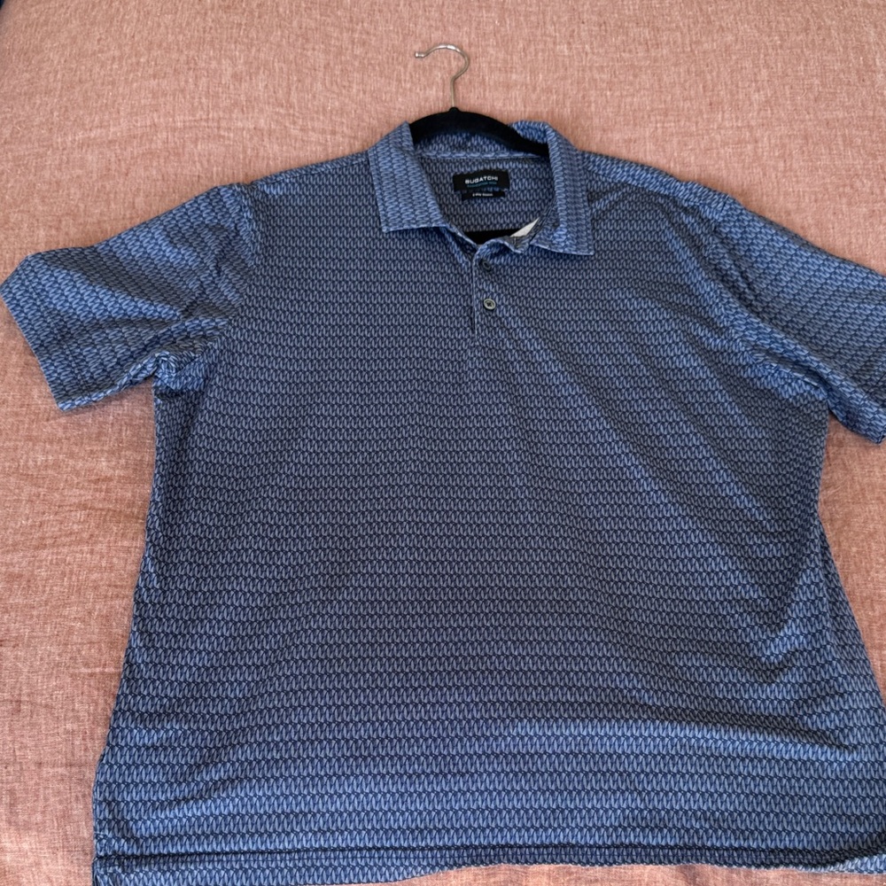 Bugatchi Navy Geometric Polo Shirt